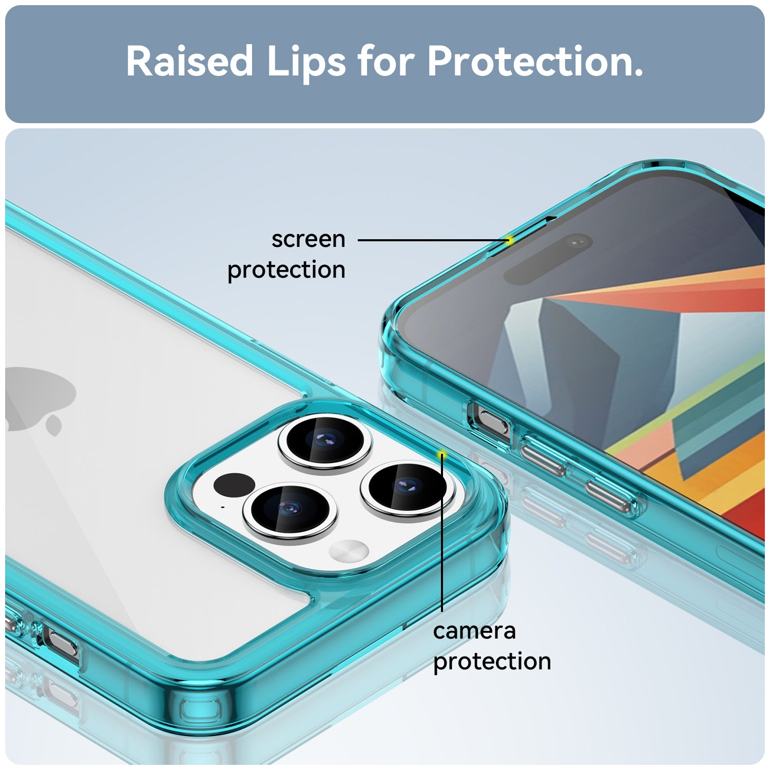 Uniqkart for iPhone 15 Pro TPU+Acrylic Shockproof Mobile Phone Back Cover Clear Protective Case - Transparent Blue Uniqkart for iPhone 15 Pro TPU+Acrylic Shockproof Mobile Phone Back Cover Clear Protective Case - Transparent Blue